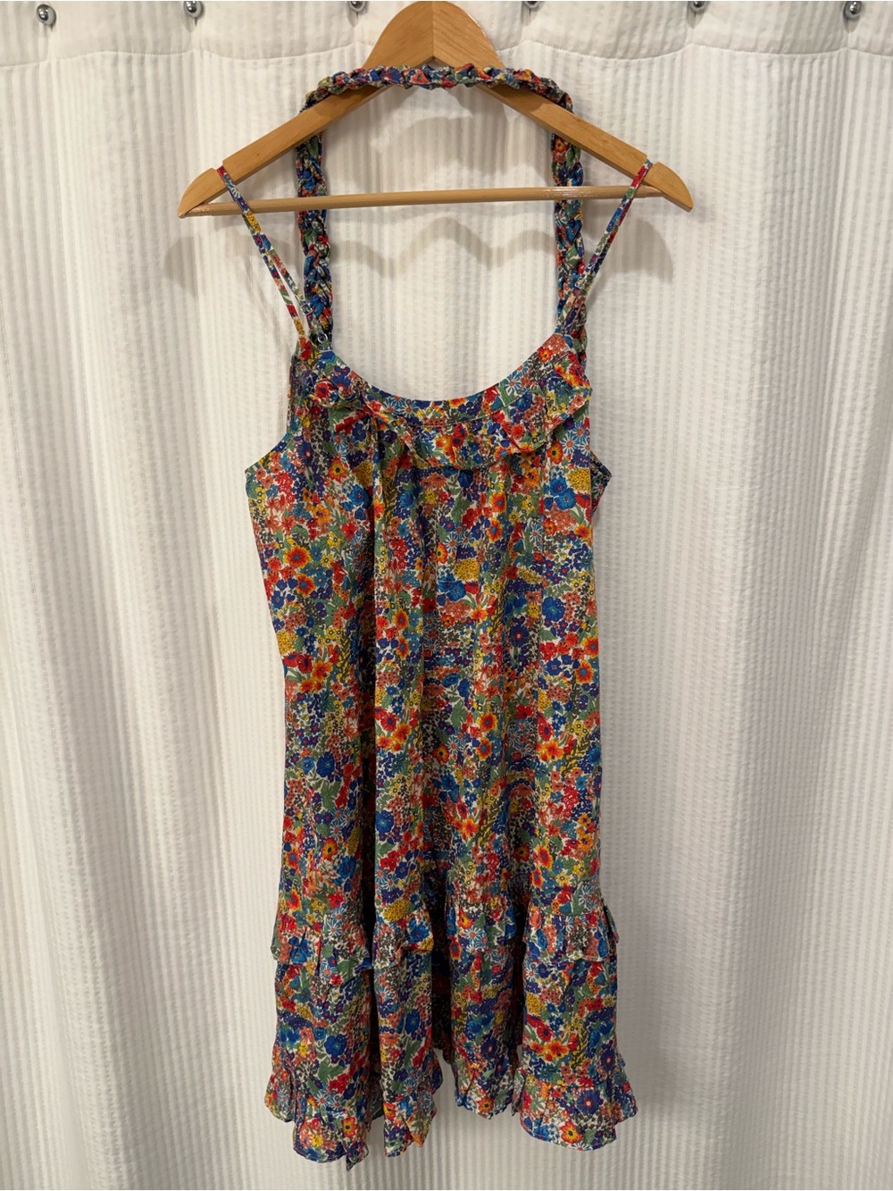 J Crew Floral Multicolor Summer Sundress with Braided Belt - Picture 4 of 7